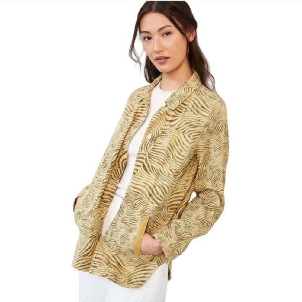 Pilcro Zebra Print Utility Jacket Brown& Cream Size XL